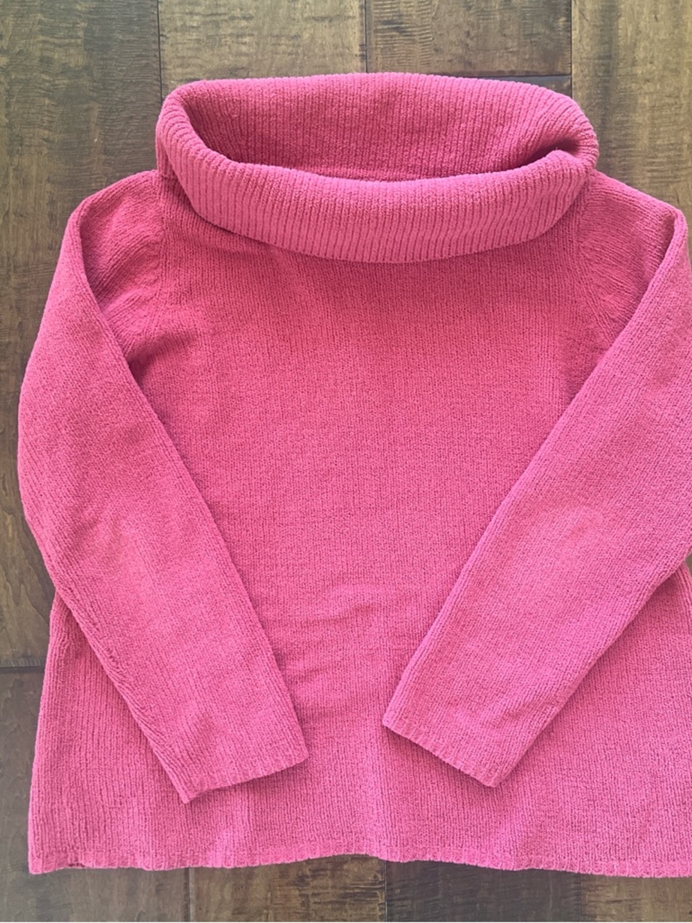 Cozy soft oversized J. Jill chenille salmon pink turtleneck sweater sz M